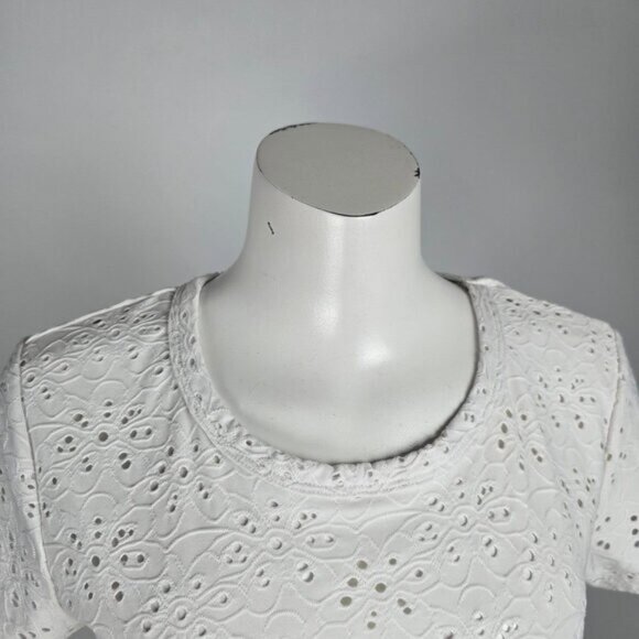 Nanette Lepore White Eyelet Peplum Top Size M - Picture 2 of 6